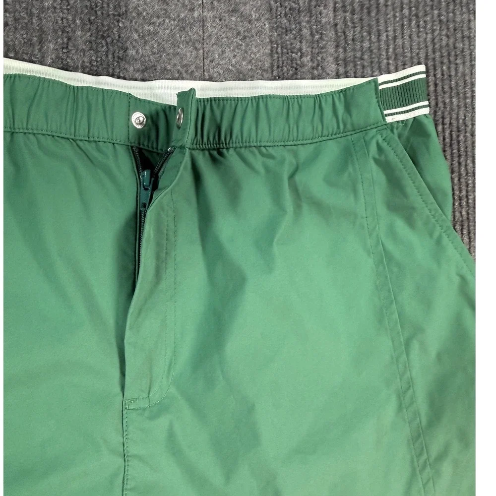 Vineyard Vines Mens Performance Shorts Green XL Elastic Waist Striped Trim 5.5in